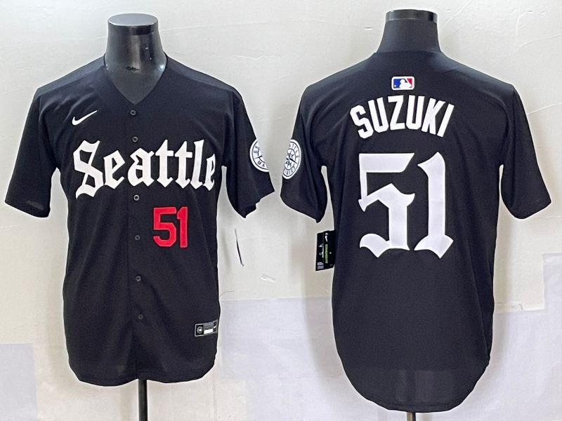Men 2025 Seattle Mariners 51 Suzuki Five generations Joint Name Nike MLB Jersey style 2